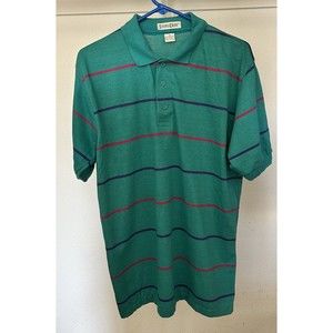 Vintage Steeple Chase Men's Polo Shirt Green Blue and Red Short Sleeve